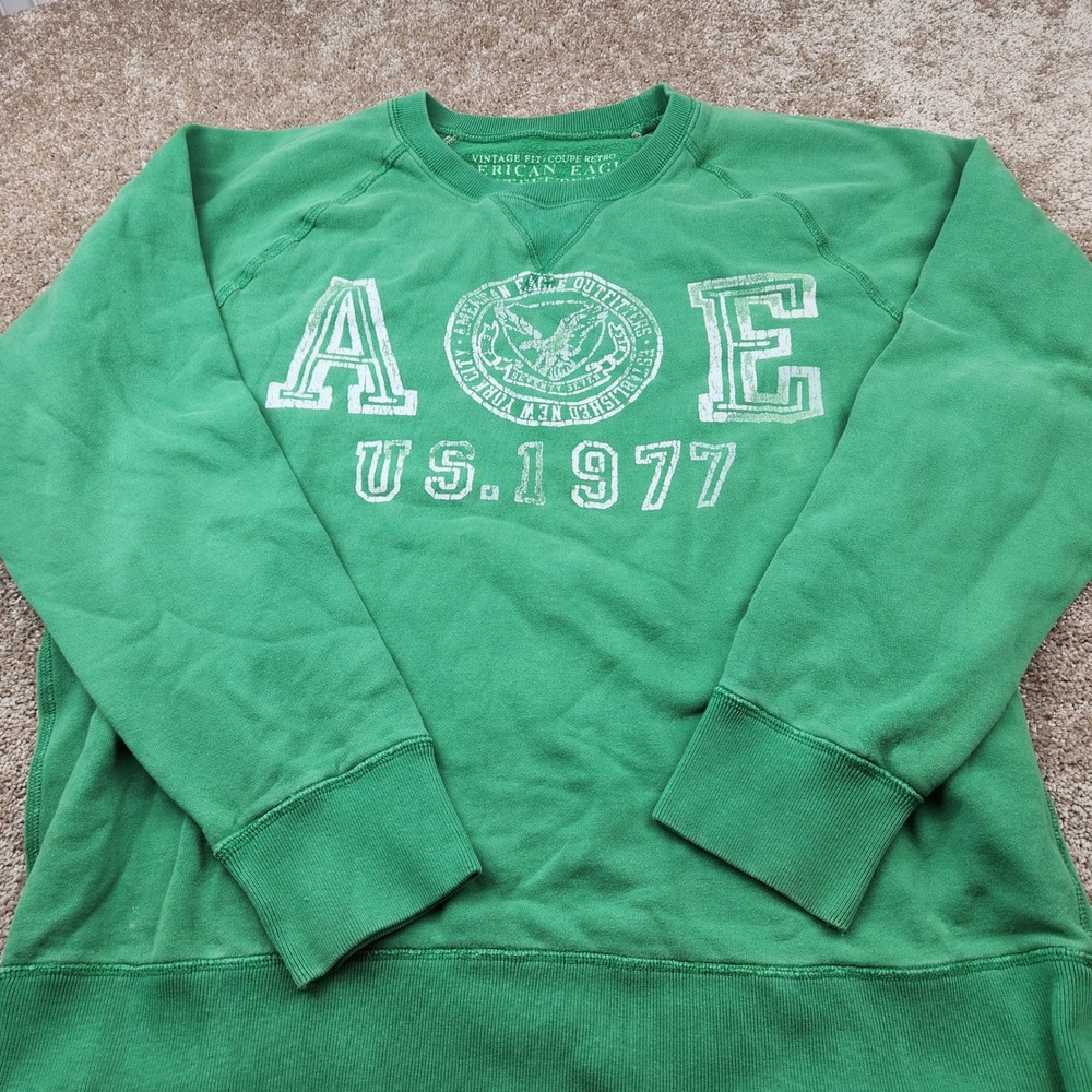 American Eagle Outfitters Green Graphic Sweatshirt Mens XL Vintage Fit US 1977